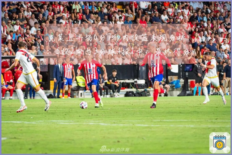 克莱上半场6分7秒内投篮表现分析：5投2中与3分球4投1中，最终得分5分